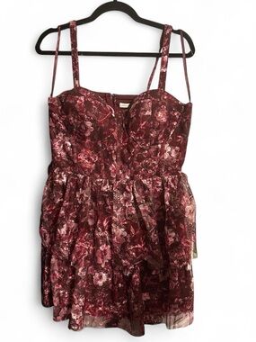 Altar'd State Burgundy Floral Lace Dress